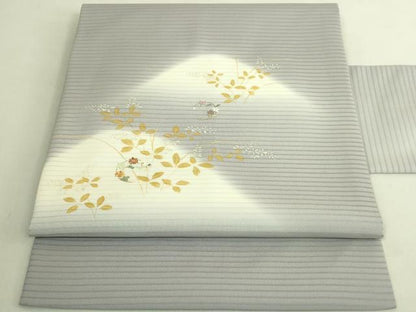平和屋着物＊極上　夏物　絽塩瀬　九寸名古屋帯　刺繍　花丸文　金銀彩　五泉　反端付き　逸品　未使用　DZAC0428kh6