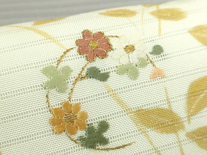 平和屋着物＊極上　夏物　絽塩瀬　九寸名古屋帯　刺繍　花丸文　金銀彩　五泉　反端付き　逸品　未使用　DZAC0428kh6