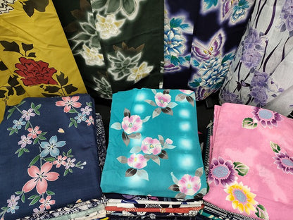 平和屋本店■浴衣 まとめて 45点 蝶 向日葵 百合 花柄 牡丹 桜 JUNKO KOSHINO ジュンコ・コシノ 綿紅梅 着用可能多数 未使用品あり se0024