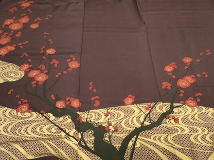 平和屋着物▼付下げ　解き反物　着尺　枝梅　金彩　逸品　DABK3677zy