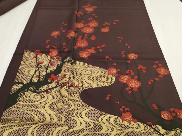 平和屋着物▼付下げ　解き反物　着尺　枝梅　金彩　逸品　DABK3677zy