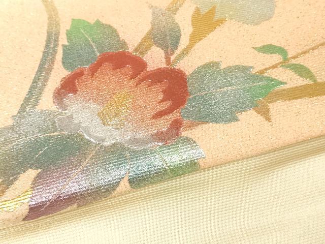 平和屋着物▼名古屋帯　帯反物　草花文　金銀彩　逸品　未使用　DABK3701zy