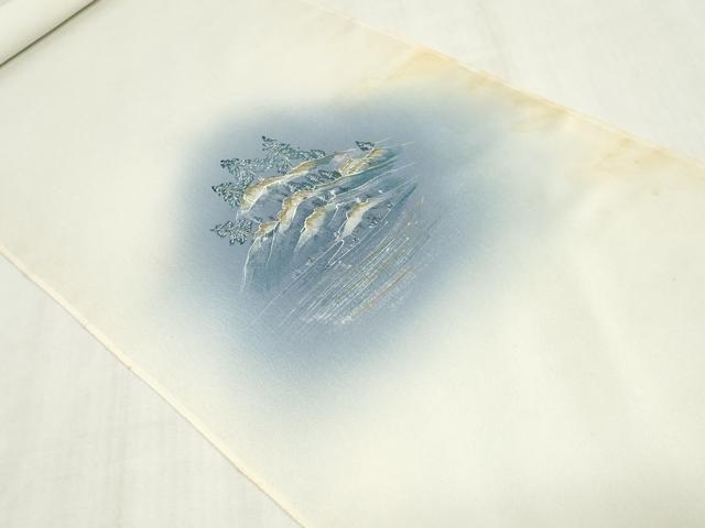 平和屋着物▼付下げ　反物　着尺　風景文　暈し染め　金彩　逸品　未使用　DABK3711zy