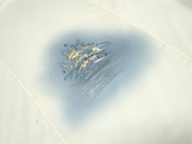 平和屋着物▼付下げ　反物　着尺　風景文　暈し染め　金彩　逸品　未使用　DABK3711zy