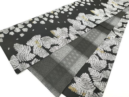 平和屋着物●両面　両方向　全通柄袋帯　吉祥蝶文　黒地　金糸　正絹　逸品　CABM9602hy