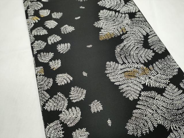 平和屋着物●両面　両方向　全通柄袋帯　吉祥蝶文　黒地　金糸　正絹　逸品　CABM9602hy