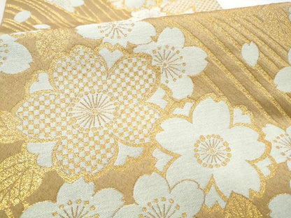 平和屋着物●H・L（アッシュエル）　HENRI-LUC CHAPUIS　六通柄袋帯　舞桜文　金糸　CABM9618hy