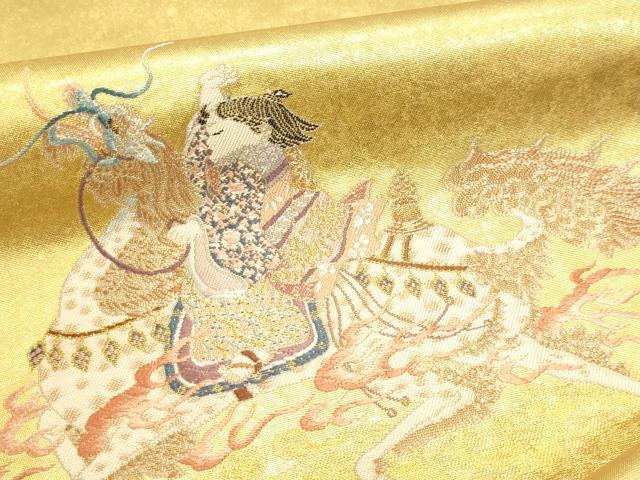 平和屋本店●加賀友禅の巨匠　初代　由水十久　西陣　長嶋成織物　ながしま帯　太鼓柄袋帯　麒麟児　本金箔　瀞金錦　正絹 逸品 DABJ6484sf