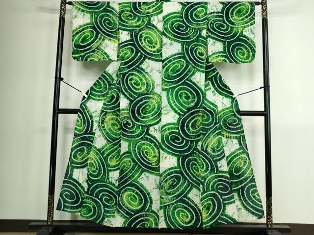 平和屋着物∴夏物　浴衣　有松鳴海絞り　渦　綿　逸品　未使用　DABK1347cd