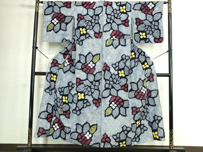 平和屋着物∴夏物　浴衣　有松鳴海絞り　草花文　綿　逸品　DABK1360cd