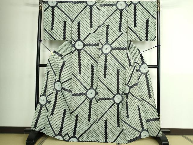 平和屋着物∴夏物　浴衣　有松鳴海絞り　幾何学文　綿　逸品　DABK1350cd