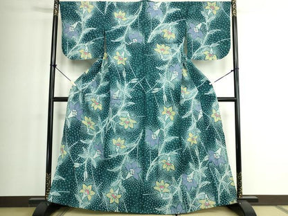 平和屋着物∴夏物　浴衣　有松鳴海絞り　草花文　綿　逸品　DABK1348cd