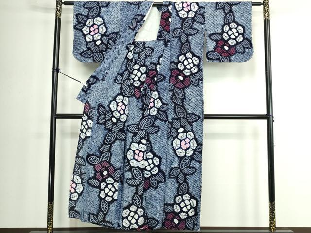 平和屋着物∴夏物　浴衣　有松鳴海絞り　舞花文　綿　逸品　DABK1361cd