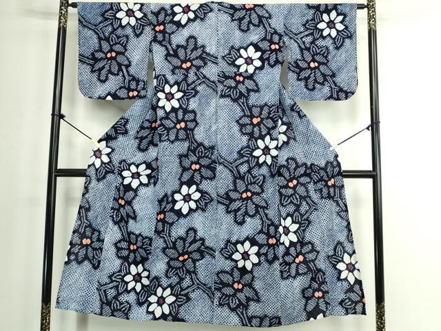 平和屋着物∴夏物　浴衣　有松鳴海絞り　枝花文　綿　逸品　DABK1371cd