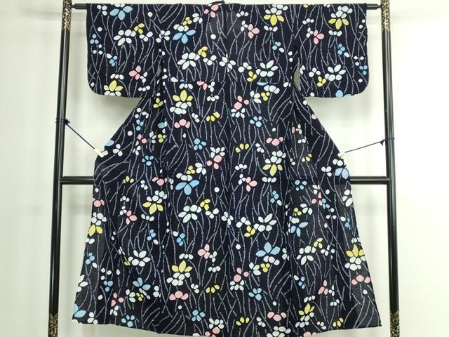 平和屋着物∴夏物　浴衣　有松鳴海絞り　舞花文　綿　逸品　DABK1365cd