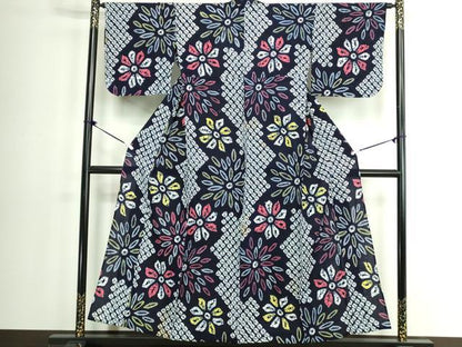 平和屋着物∴夏物　浴衣　有松鳴海絞り　花繋ぎ　綿　逸品　DABK1368cd
