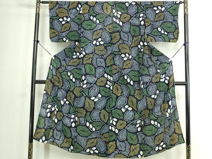 平和屋着物∴夏物　浴衣　有松鳴海絞り　草葉文　綿　逸品　DABK1372cd