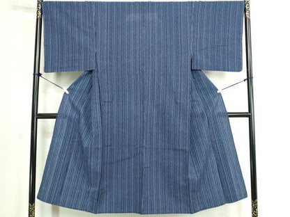 平和屋着物∴夏物　男性　浴衣　両面染　手縫い　間道　綿　逸品　DABK1377cd
