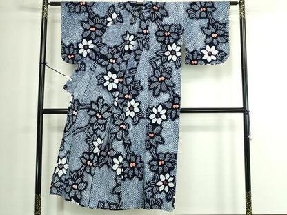 平和屋着物∴夏物　浴衣　有松鳴海絞り　枝花文　綿　逸品　DABK1371cd
