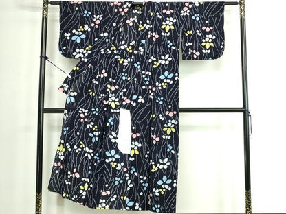 平和屋着物∴夏物　浴衣　有松鳴海絞り　舞花文　綿　逸品　DABK1365cd