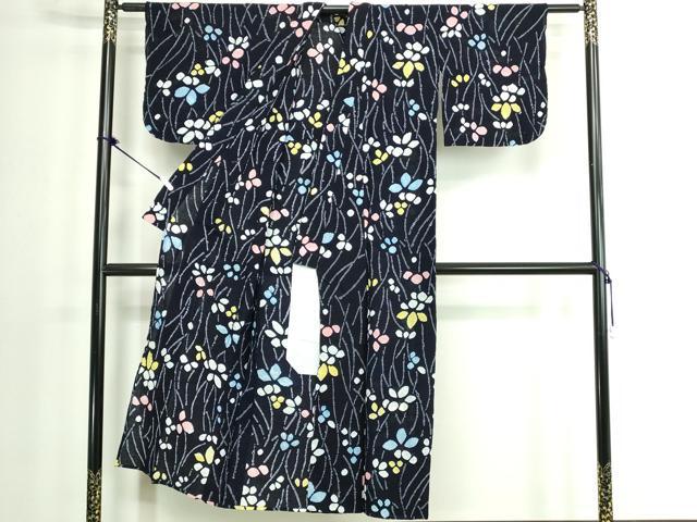 平和屋着物∴夏物　浴衣　有松鳴海絞り　舞花文　綿　逸品　DABK1365cd