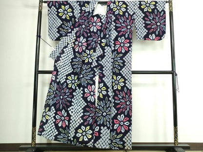 平和屋着物∴夏物　浴衣　有松鳴海絞り　花繋ぎ　綿　逸品　DABK1368cd