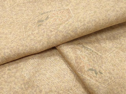 平和屋着物●上質な小紋　地紋起こし　亀甲花文　正絹　逸品　CABM4987gh