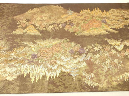 平和屋着物▼六通柄袋帯　京の名景　金銀糸　引箔　正絹　逸品　DABJ7420fe