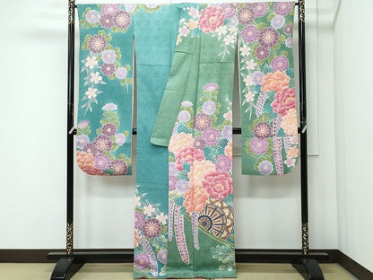 平和屋本店●極上　名門　藤娘きぬたや・総絞り　振袖　花車文　逸品　CZAA4091s5