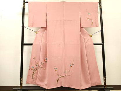平和屋着物▼訪問着　総刺繍　枝梅　金糸　正絹　逸品　DABJ7444fe