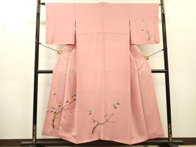 平和屋着物▼訪問着　総刺繍　枝梅　金糸　正絹　逸品　DABJ7444fe