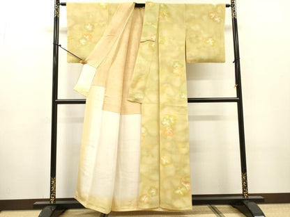 平和屋着物▼上質な小紋　草花　暈し染　正絹　逸品　DABJ7450fe