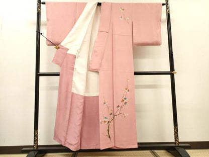 平和屋着物▼訪問着　総刺繍　枝梅　金糸　正絹　逸品　DABJ7444fe