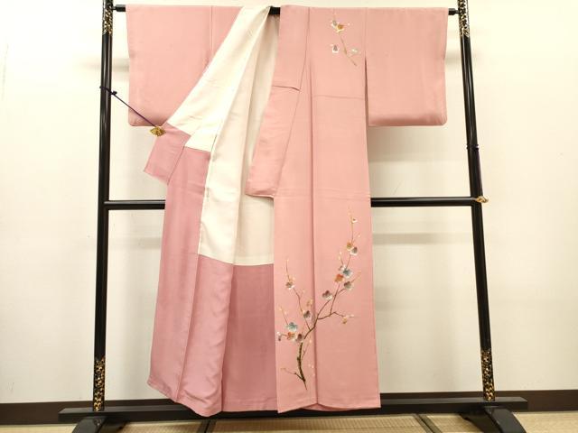 平和屋着物▼訪問着　総刺繍　枝梅　金糸　正絹　逸品　DABJ7444fe