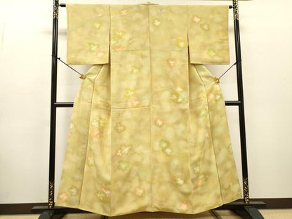 平和屋着物▼上質な小紋　草花　暈し染　正絹　逸品　DABJ7450fe