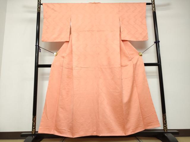 平和屋着物●上質な色無地　抽象地紋　東雲色　正絹　逸品　DABK0319ud