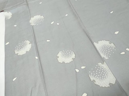 平和屋着物●上質な小紋　雪輪舞桜文　金彩　正絹　逸品　DABK0317ud