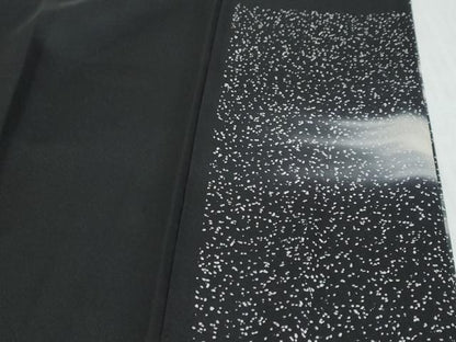 平和屋着物●訪問着　刺繍　箔散らし文　黒地　銀彩　正絹　逸品　DABK0329ud