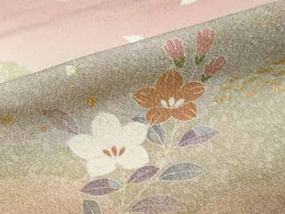 平和屋着物●訪問着　草花文　暈し染め　金彩　正絹　逸品　DABK0426ud