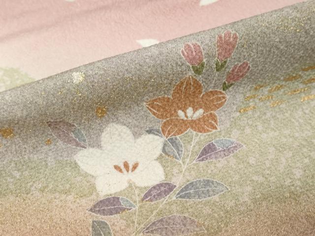 平和屋着物●訪問着　草花文　暈し染め　金彩　正絹　逸品　DABK0426ud