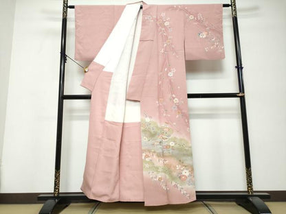 平和屋着物●訪問着　草花文　暈し染め　金彩　正絹　逸品　DABK0426ud
