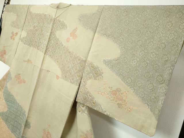 平和屋着物●訪問着　作家物　流水草花文　金彩　正絹　逸品　未使用　DABK0452ud