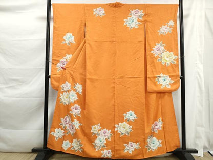 平和屋着物■豪華振袖　薔薇尽くし　金彩　正絹　逸品　DABK3481qa