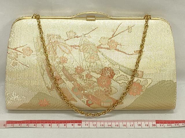 平和屋着物▼和装小物　和装バッグまとめて3点　ハンドバッグ　クラッチ　佐賀錦　短冊花鳥文　草花文　金銀糸　逸品　DABJ2411xg