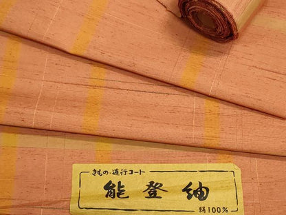 平和屋着物▼羽織・コート　反物　羽尺　能登紬　格子　逸品　未使用　DABJ9571we