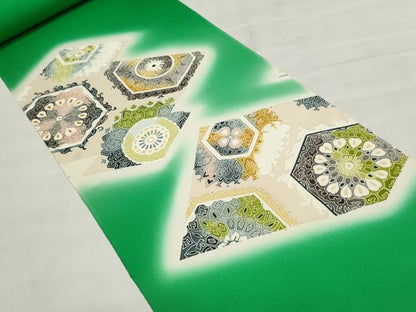 平和屋着物▼付下げ　反物　着尺　刺繍　正倉院花文　暈し染め　逸品　未使用　DABJ9610we