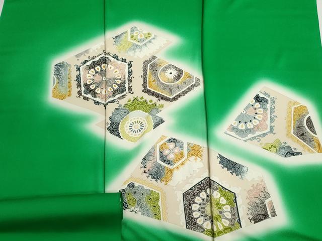 平和屋着物▼付下げ　反物　着尺　刺繍　正倉院花文　暈し染め　逸品　未使用　DABJ9610we