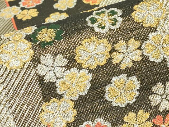 平和屋着物▼六通柄袋帯　舞花間道　金銀糸　正絹　逸品　DABJ1969az