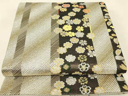 平和屋着物▼六通柄袋帯　舞花間道　金銀糸　正絹　逸品　DABJ1969az