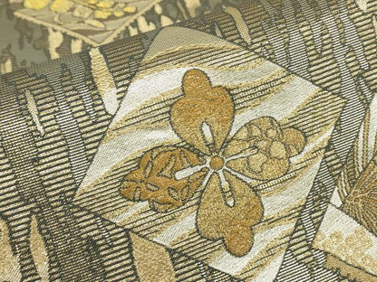 平和屋着物▼六通柄袋帯　唐織　正倉院蜀江花文　金糸　正絹　逸品　DABJ1979az